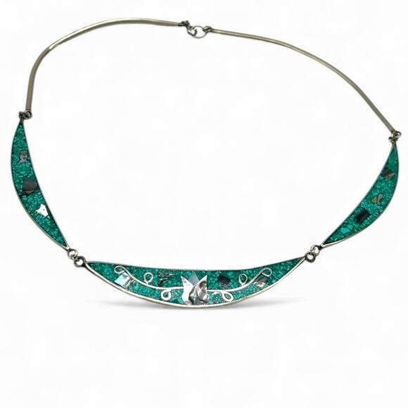 Vintage Bent Knudsen Denmark Sterling Silver Choker Necklace marked Inlaid - Picture 1 of 6